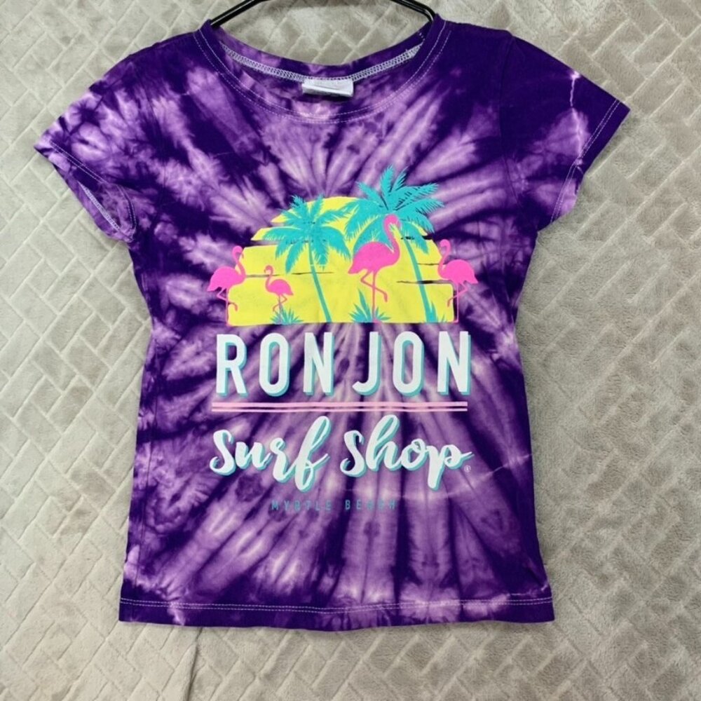 Ron Jon Surf Shop Girls 6 T Shirt Purple Tie Dye Graphic Print Short Sleeve